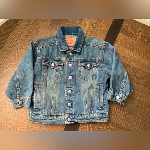 LEVI’S Trucker Denim Classic Snap Jacket Medium Wash Toddler Size 4T EUC - Picture 3 of 16